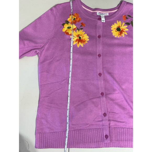 QVC Isaac Mizrahi Live! Floral Embroidered Cardigan Color Orchid Size M NWT - Picture 10 of 10